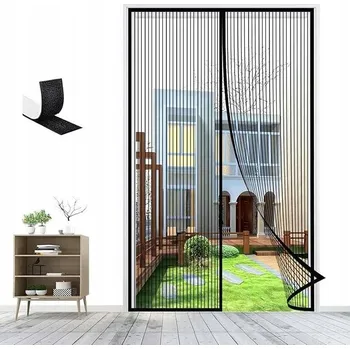 Síť proti hmyzu Moskytiéra do dveří, ochrana proti hmyzu, 70 x 200 cm, černá