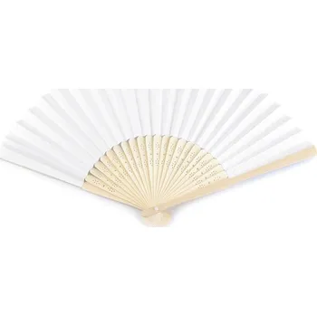 Karnevalový doplněk Vějíř papírový k domalování 21x36 cm, malé, 1 bílá