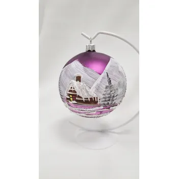 Vánoce Fialová Matná Vánoční Koule na Vánoce na Stojánku 10 cm