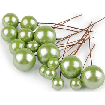umělá květina Kuličky / bobule na drátku ke tvoření Ø1-2 cm, malé, 7 zelená sv.