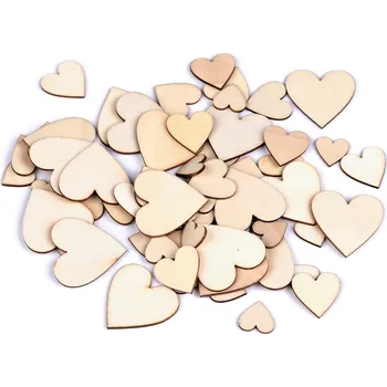 Dřevěné srdce mix velikostí k nalepení / domalování, malé, přírodní