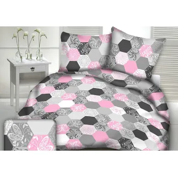 Povlečení Krepové povlečení 160x200 vzor růžové šestiúhelníky