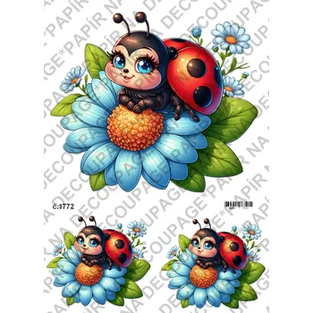 Umělecký papír Rýžový a soft papír na decoupage - Berušky - KB01772 Materiál: Soft, Rozměr: A4