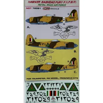 Plastikový model KORA Models 1/72 Decals Hawker Baghad Fury F.1 Royal Iraqi AF
