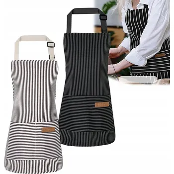 Kuchyňská zástěra SADA 2x KUSŮ KUCHYŇSKÁ ZÁSTĚRA ČERNÁ GASTRONOMIE + Kapsa