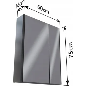 Šatní skříň Koupelnová skříňka se zrcadlem 60 cm černá lakovaná vysoký lesk OMEBLE