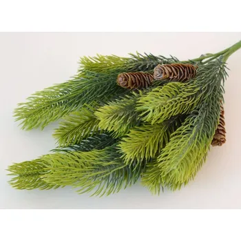 umělá květina Umělé květiny - Větev jehličí s šiškami