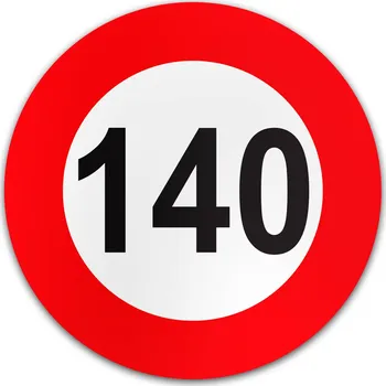 Samolepicí dekorace na vozidlo Reflexní samolepka na auto průměr 10 cm - omezení rychlosti 140 km/h