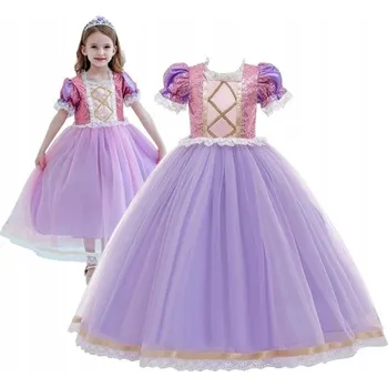 Karnevalový kostým KOSTÝM ZLATOVLÁSKA ŠATY KOSTÝM PRINCEZNA NA PLES 140 146 CM fialová 140