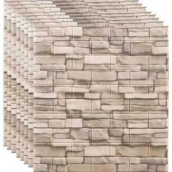 Tapeta 3D pěnová samolepicí tapeta – béžová břidlice 77 × 70 cm, 10 ks