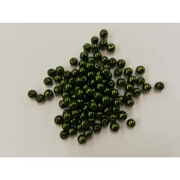 Dětské navlékací korálky Voskované perly 5mm - tmavě zelená - 20 g