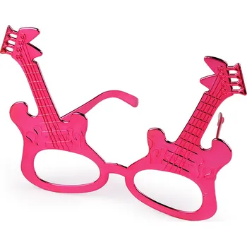 Karnevalový doplněk Párty / karnevalové brýle motýl, kytara metalické, malé, 2 pink kytara