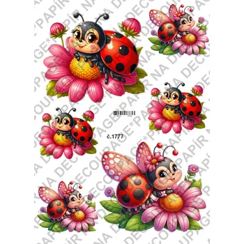 Umělecký papír Rýžový a soft papír na decoupage - Berušky - KB01777 Materiál: Soft, Rozměr: A4