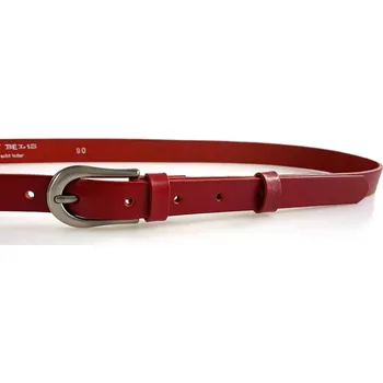 Opasek Dámský kožený úzký pásek 178-93 červený 100 cm