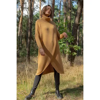 Dámský svetr TopMode Dámský dlouhý svetr s vlnou a rolákem 859433