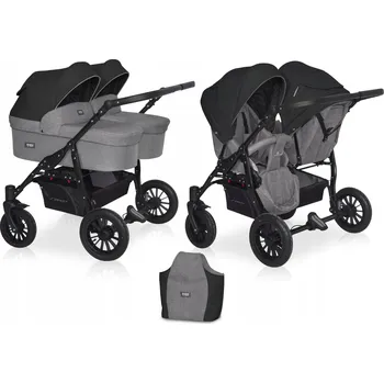 Kočárek Kočárek pro dvojčata 2v1 SAXO Riko Basic SEDADLA ZA SEBOU DVOJÍ KORBIČKY