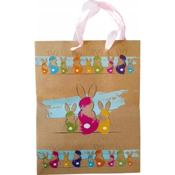 Dárková taška Dárková Taška na dárky VELIKONOČNÍ, papírová, 18x23 cm, králík a vajíčka