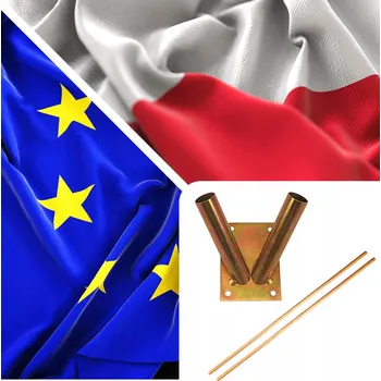 Vlajka VLÁJKA POLSKÝ + EU držák vlajky SADA velká tyč