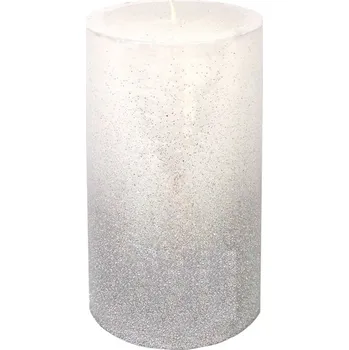 Svíčka válec se stříbrným flitrem 70x130 mm