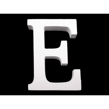 Dřevěná dekorace písmena abecedy, malé, 5 "E" bílá sněžná