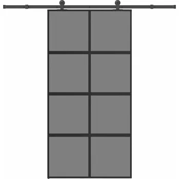 Interiérové dveře vidaXL Posuvné dveře s kováním 102,5x205 cm tvrzeného sklo a hliník [3333024]