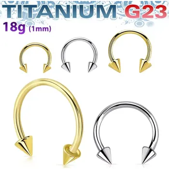 Piercing Titanová podkova G23 s hroty UCB18CN (Hypoalergenní podkova do piercingu z titanu G23 s hroty UCB18CN)