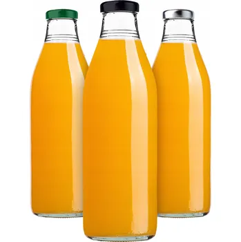 Láhev 3x SKLENĚNÁ LAHEV 1L 1000 ML NA DŽUSY LIKÉRY ZAVAŘENINY DŽUSY SE ŠROUBOVACÍM UZÁVĚREM