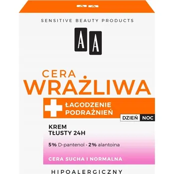 Pleťový krém AA CERA WRAŻLIWA mastný krém pro suchou a normální pleť, bez parfemace, 50 ml