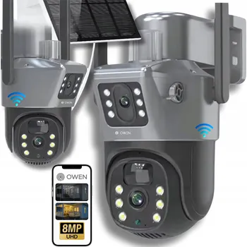 IP kamera DUÁLNÍ SOLÁRNÍ WIFI IP KAMERA SMART VENKOVNÍ OTOČNÁ QHD 6MP 3v1 ZOOM