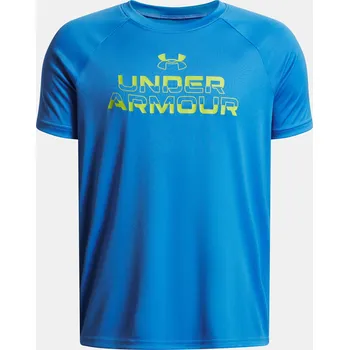 Chlapecké tričko Under Armour UA Tech Split Wordmark SS-BLU - Kluci Under Armour světle modrá | žlutá 3426278