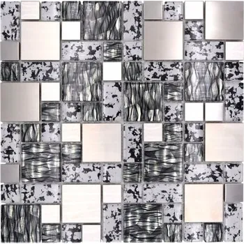 Obklad Skleněná mozaika, Skleněná dlaždice šedo-stříbrná
