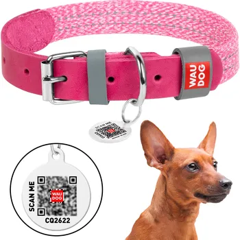 Obojek pro psa Obojek pro psa z pravé kůže a bavlny, růžový, velikost S