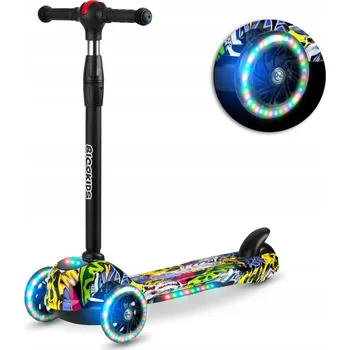 Koloběžka Tříkolová koloběžka Ricokids Piko - černá s barevnými vzory