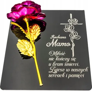Smuteční dekorace DEKORACE na hrob S GRAVÍROVÁNÍM HŘBITOVNÍ SVÍČKA podstavec na hřbitov RŮŽE PRO MAMINKU