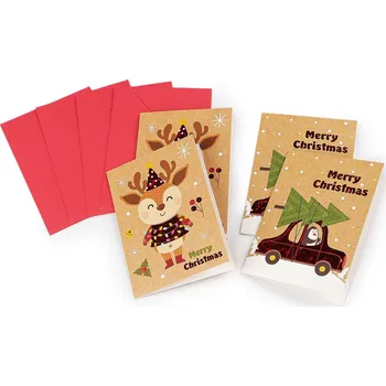 Mini vánoční přání s obálkou sada 4 ks, malé, 3 mix