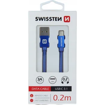 Datový kabel Kabel Swissten USB-C - USB-C 0,2 m modrý
