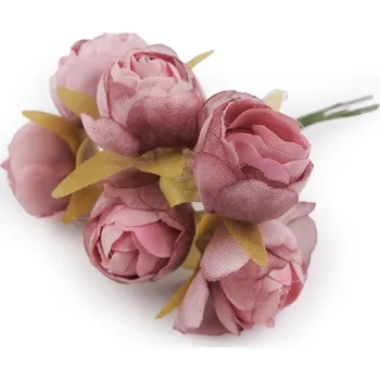 umělá květina Umělá růže na drátku, malé, 2 starorůžová