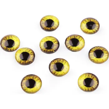 Skleněné oči k nalepení Ø10 a 12 mm, malé, 6 (12 mm) žlutá