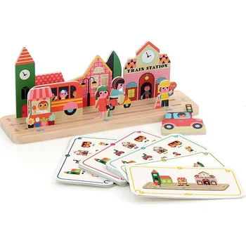 Dřevěná hračka Vilac Dřevěná logická hra Postav to správně! Město