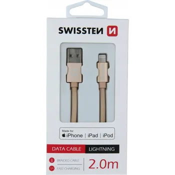Datový kabel Kabel Swissten USB - Apple Lightning 2 m zlatý