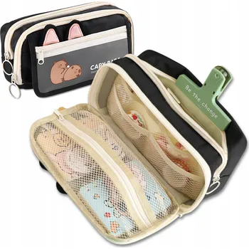 Penál Školní Penál Dvoukomorový Pouzdro Kapybara Na Zip Plyšový Prostorný