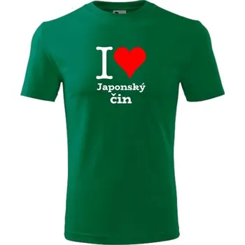 Chlapecké tričko Zelené dětské tričko I love Japonský čin - dárek pro malého pejskaře / pejskařku - barva zelená - velikost 10let
