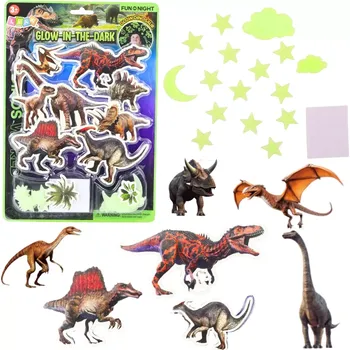 Samolepící dekorace Fluorescenční samolepky na zeď – dinosauři a hvězdičky