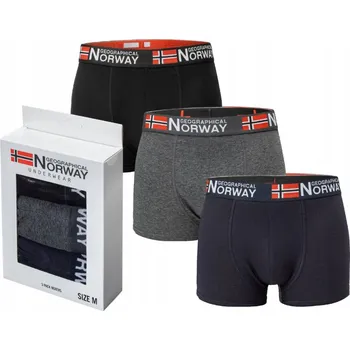 Boxerky Pánské boxerky Geographical Norway 3-balení GN-05 černá/námořnická modrá/šedá L
