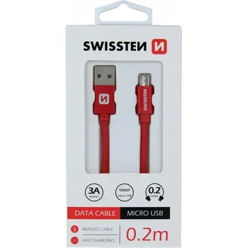Datový kabel Kabel Swissten USB - microUSB typ B 0,2 m červený