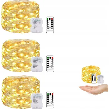 Vánoce DRÁTKOVÉ LAMPY 100 LED TEPLÁ BÍLÁ SVĚTÝLKA MIKRO DRÁTKY NA BATERIE SVĚTLO