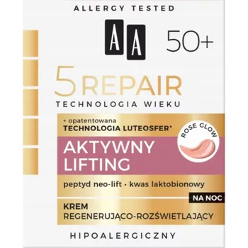 Pleťový krém AA Aktivní Liftingový Krém na Noc Regenerační a Rozjasňující 50+ 50 ml