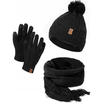 Čepice Heyo sada: čepice, rukavice, šála, univerzální velikost, černá