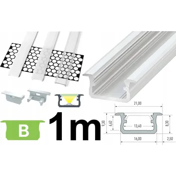 LED páska 10x 1m hliníkový profil bílý typ B pro LED pásek