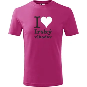 Chlapecké oblečení Purpurové dětské tričko I love Irský vlkodav - dárek pro malého pejskaře / pejskařku - barva purpurová - velikost 10let